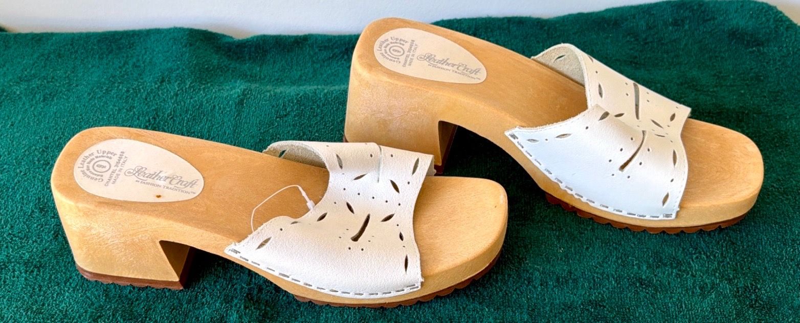 Ladies Wooden Clogs Leather Craft Size 9 (40) Made in Italy - photo 5