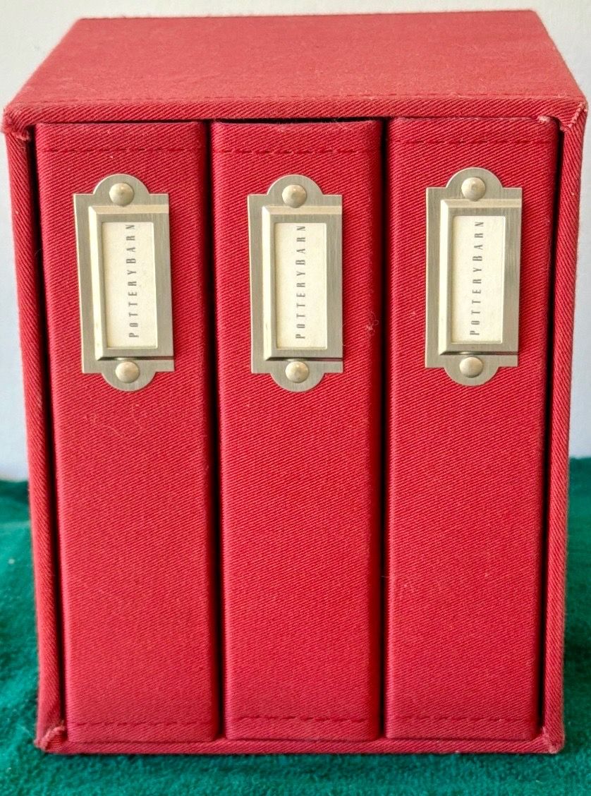 Pottery Barn Boxed Set of 3 Red Linen Photo Albums - photo 2