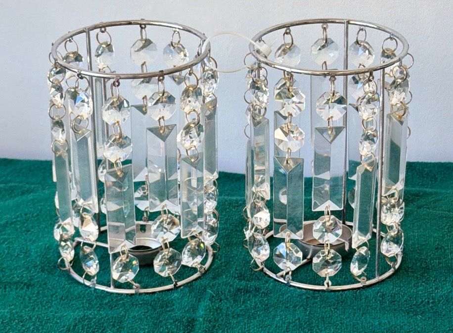 Glass Crystal Candle Holders Set of 2