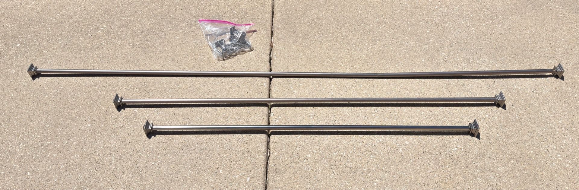 3 Piece Heavy Duty Metal Curtain Rod Set