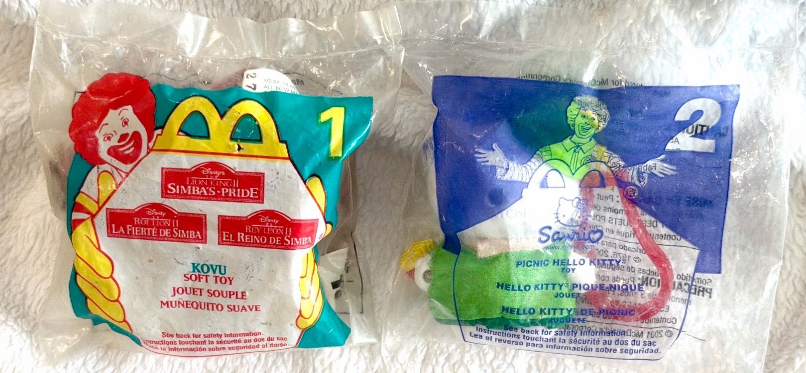 McDonald’s Happy Meal Plush Toys: 1998 Kovu & 2001 Hello Kitty