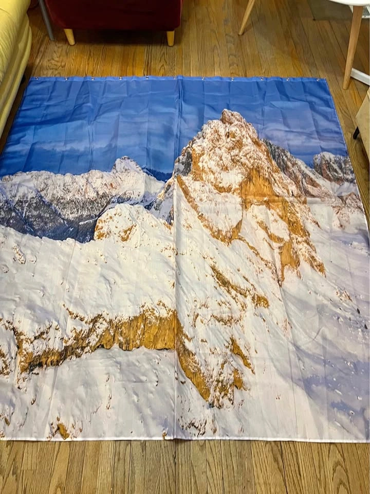 ⚽ Snowing Mountain view Shower Curtain- New