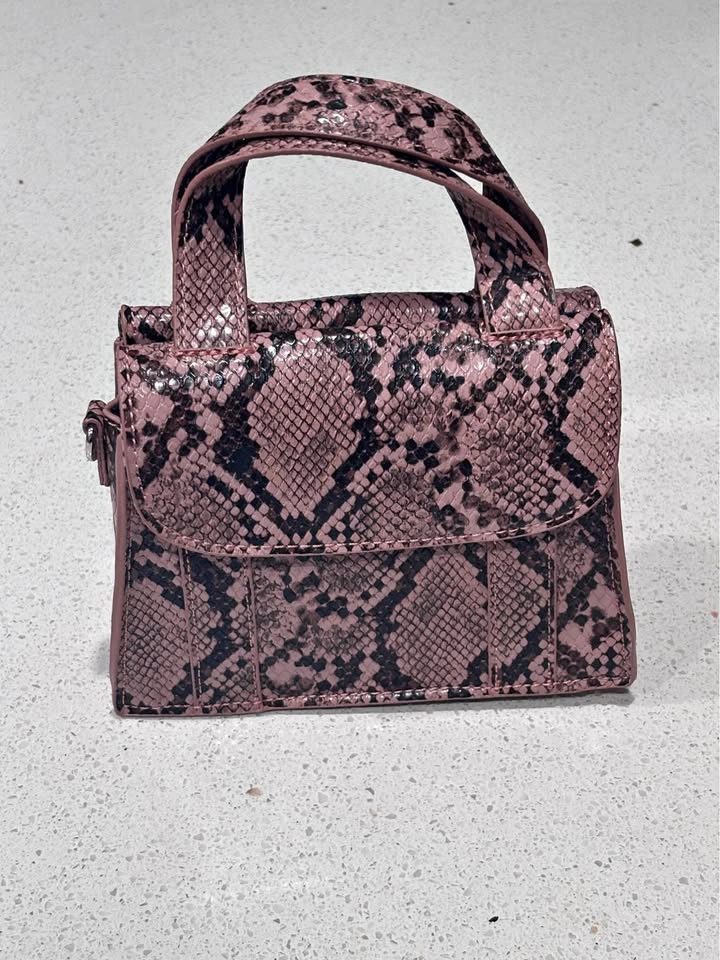 ZARA Pink Black Snakeskin Mini Handbag Top Handle