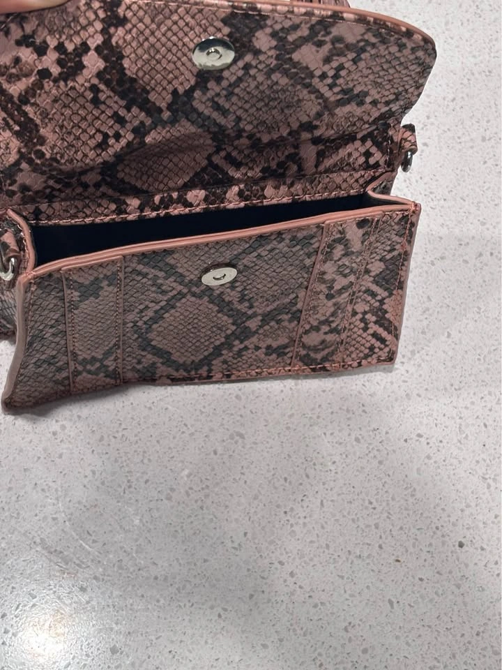 ZARA Pink Black Snakeskin Mini Handbag Top Handle - photo 2
