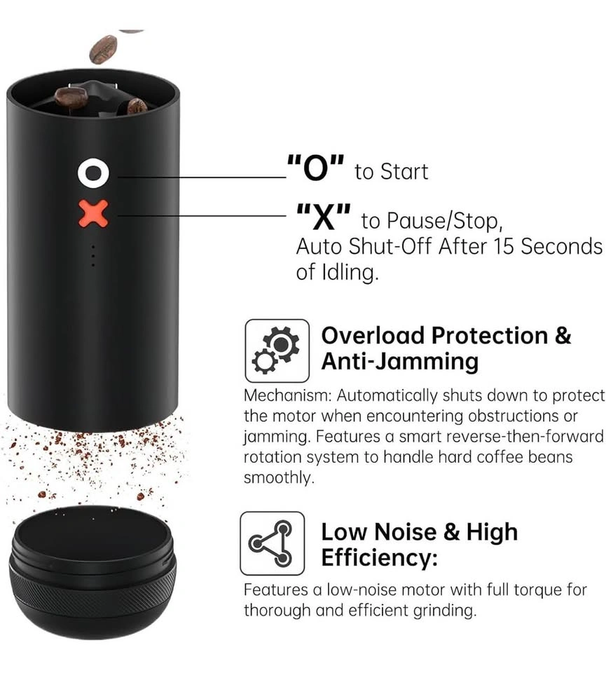 Nuttii Portable Electric Coffee Bean Grinder Quiet Adjustable Bu - photo 3