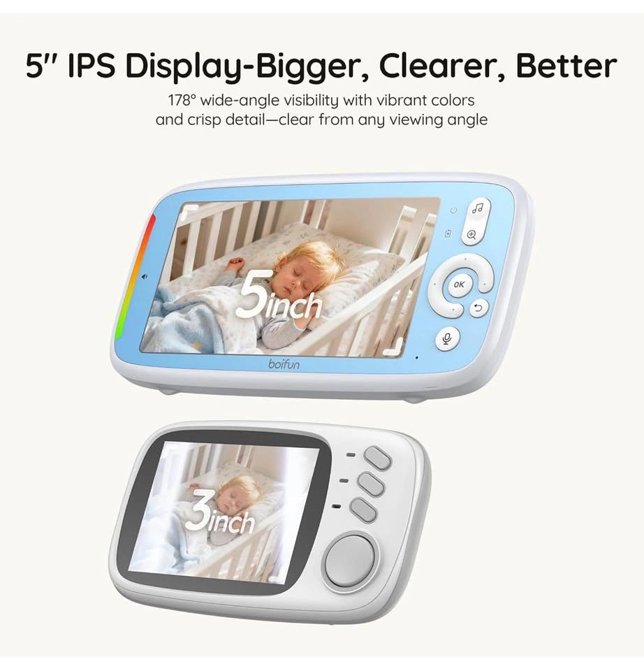 VB805 Boifun 5" Baby Monitor No WiFi 720P Camera 360° Pan - photo 4