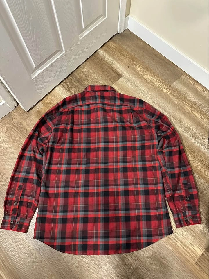 Eddie Bauer Men's Large Red Plaid Flannel Shirt - photo 3