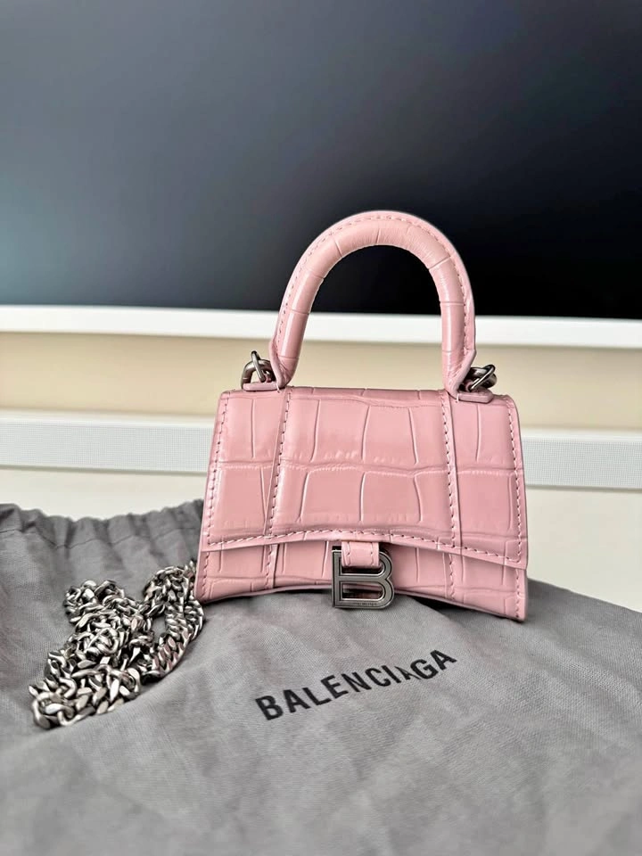 Balenciaga Baby Pink Hourglass Micro Size Bag