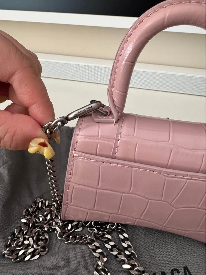 Balenciaga Baby Pink Hourglass Micro Size Bag - photo 3