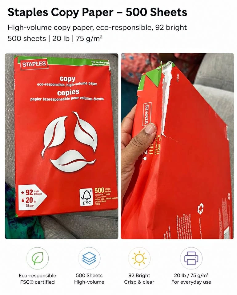 Staples Copy Paper – 500 Sheets