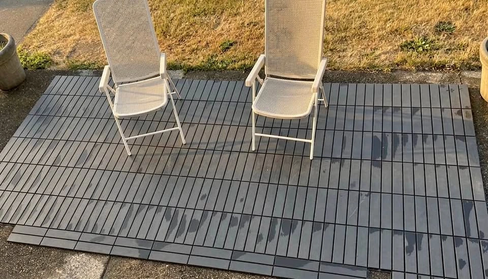 IKEA RUNNEN deck tiles - 78 full + 12 half pieces, gray