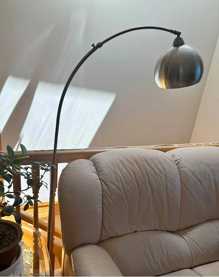 Brushed Metal Arc Floor Lamp