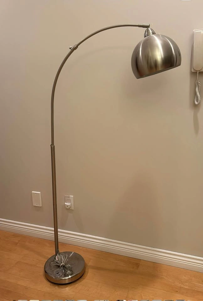 Brushed Metal Arc Floor Lamp - photo 2