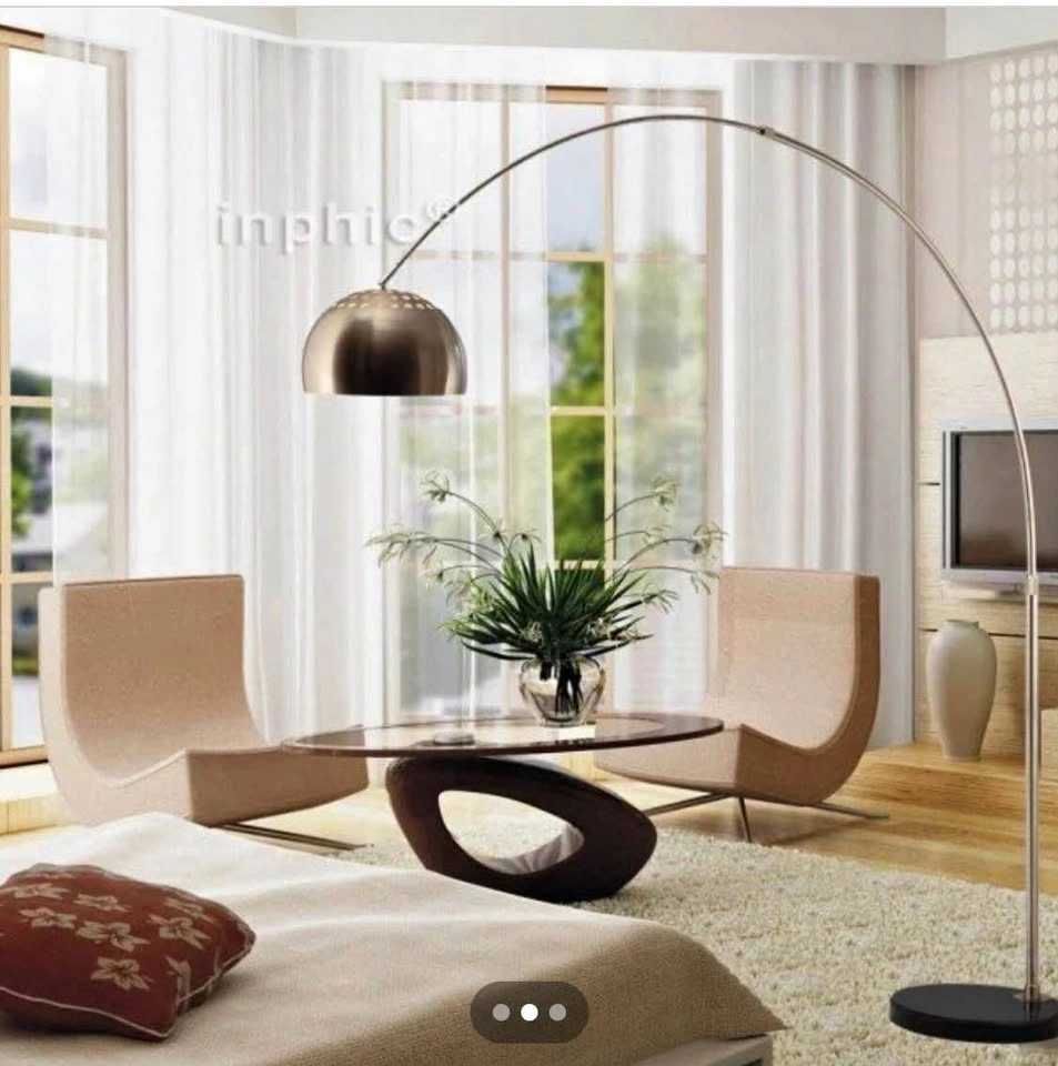 Brushed Metal Arc Floor Lamp - photo 3