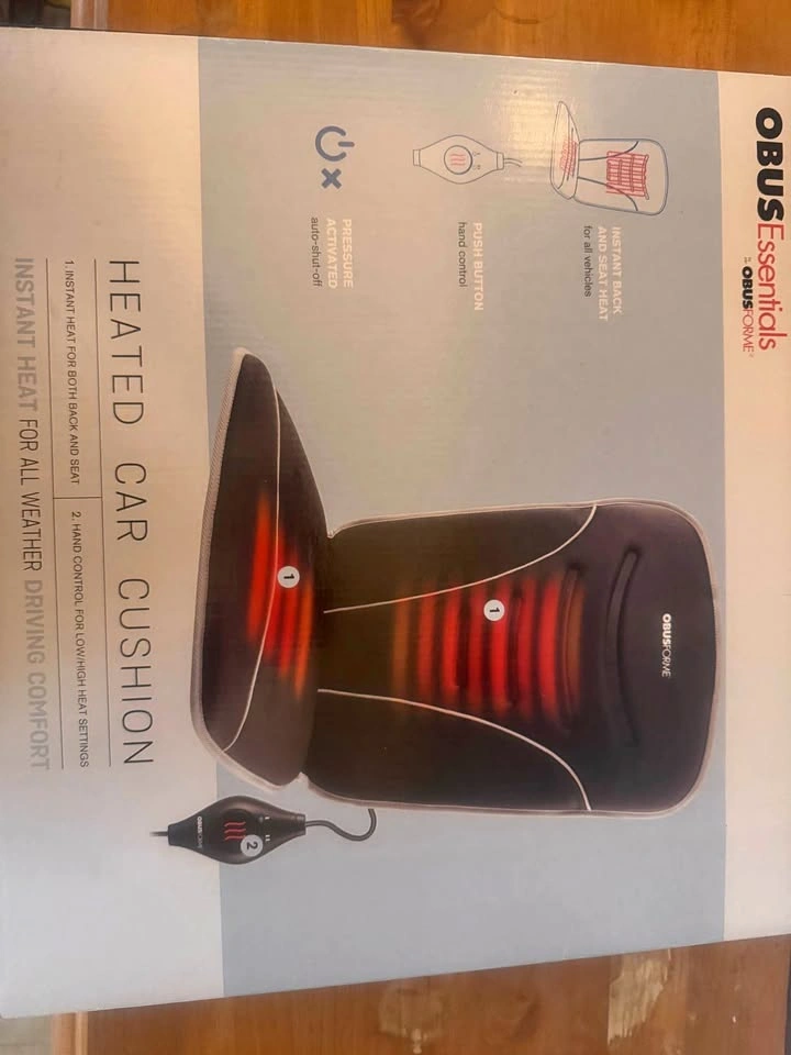 ObusForme Essentials Heated Car Cushion – 12V Heated Seat Cover