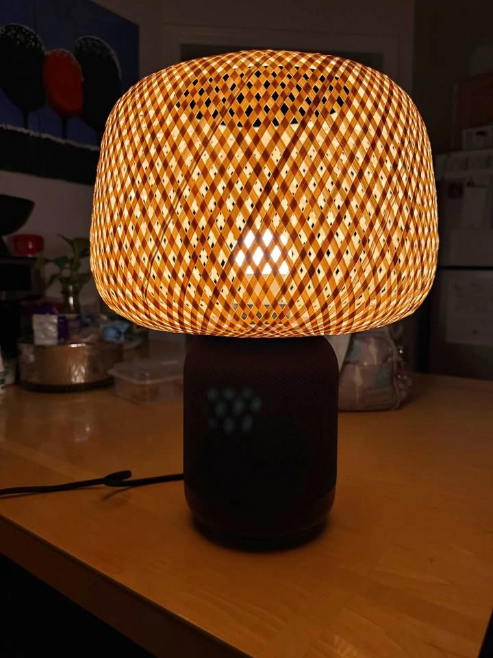 IKEA SYMFONISK Sonos Speaker Table Lamp with Bamboo Shade