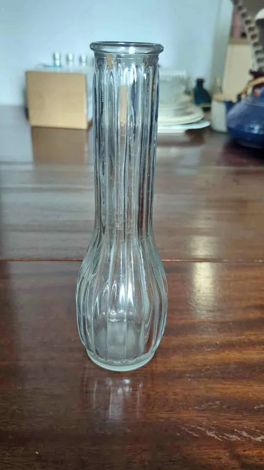 Vintage 1960's Clear Pressed Glass Bud Vase thumbnail