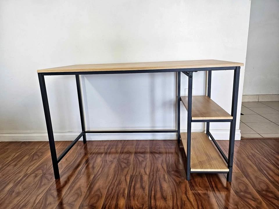Modern Computer Desk with Side Shelves