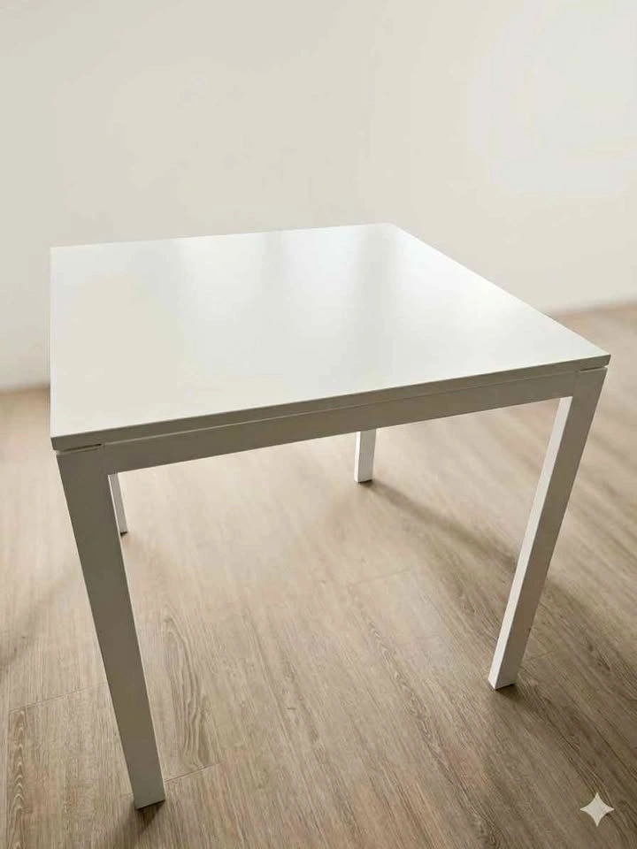 Minimalist Square White Dining Table / Desk – Excellent Conditio