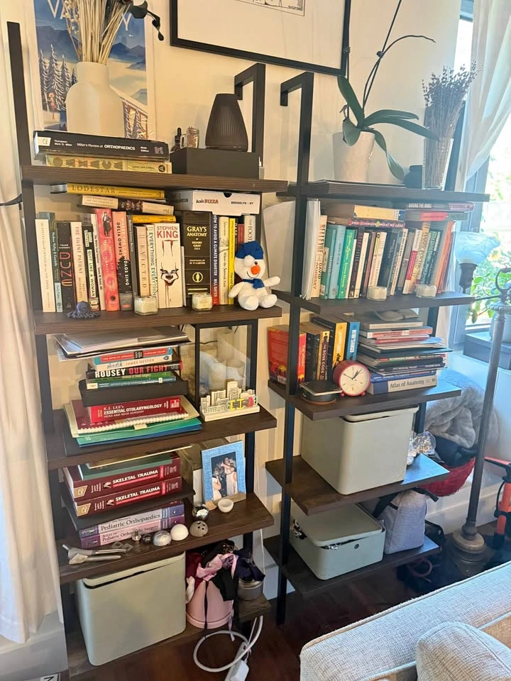 Nathan James Theo Wood Wall Mount Ladder Bookshelf, 5 Shelves
