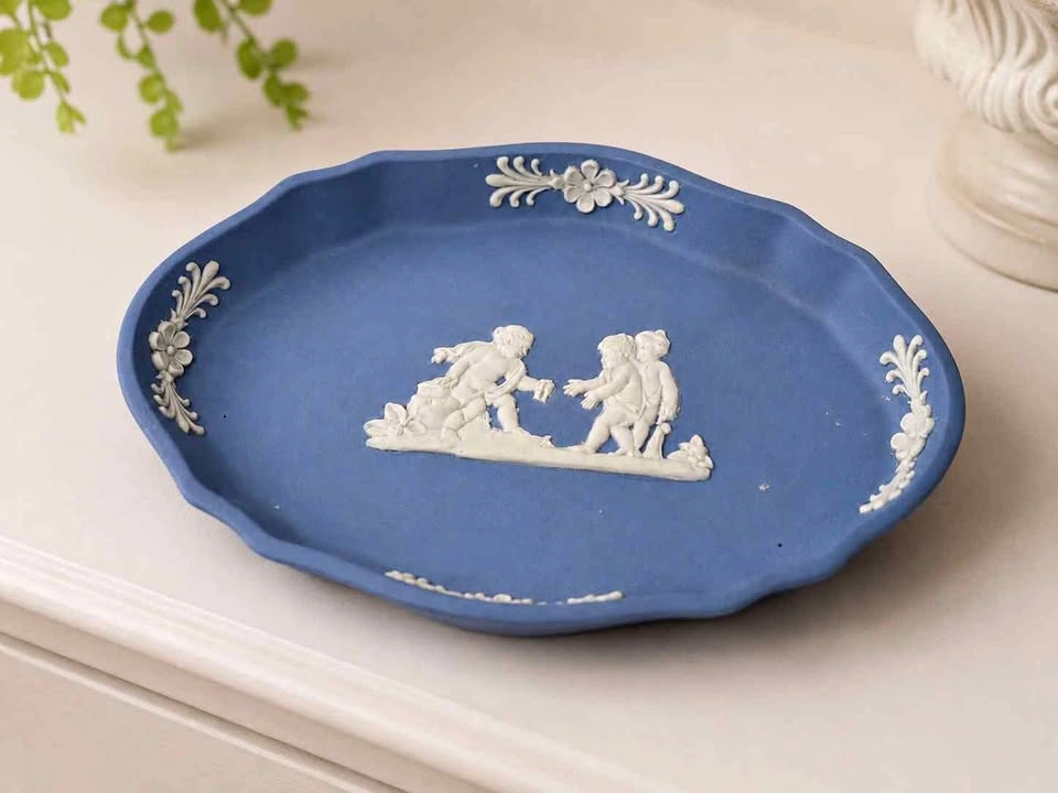 Wedgwood Blue Jasperware Oval Trinket Dish