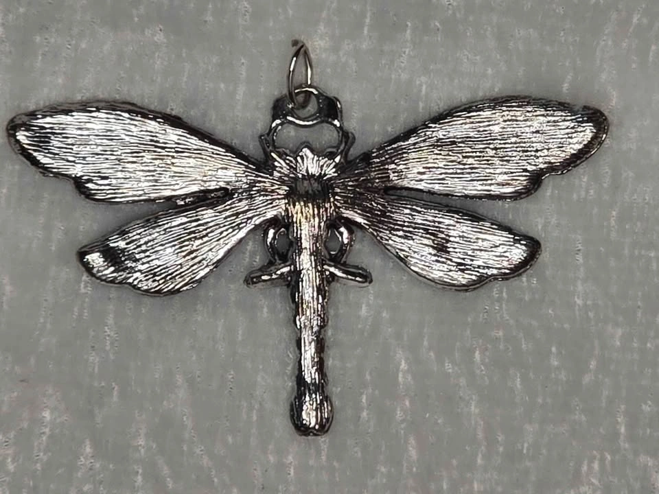 Large Green Enamel Dragonfly Pendant Charm - photo 4