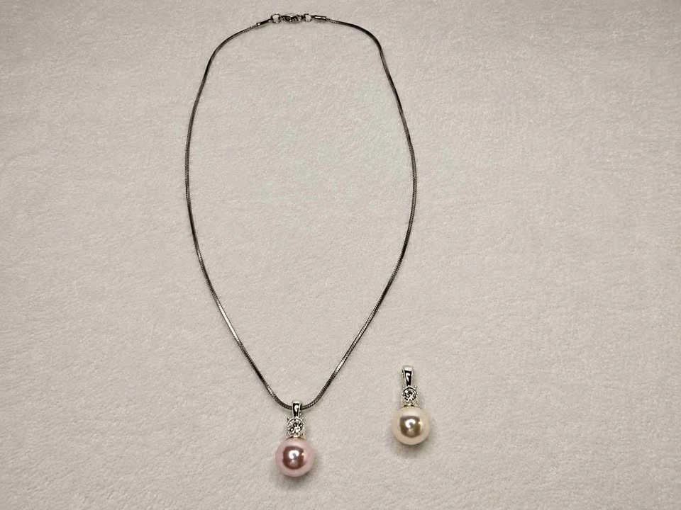 2pc Pink Pearl Necklace & Pearl Pendant $20 Firm