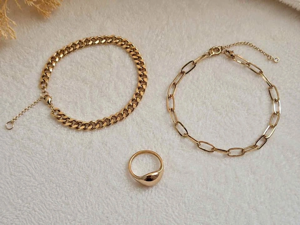 3pc Gold Tone Bracelet & Ring Bundle $15 Firm