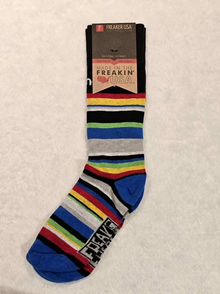 Freaker USA Colourful Striped Crew Socks Size M4-13/W6-14