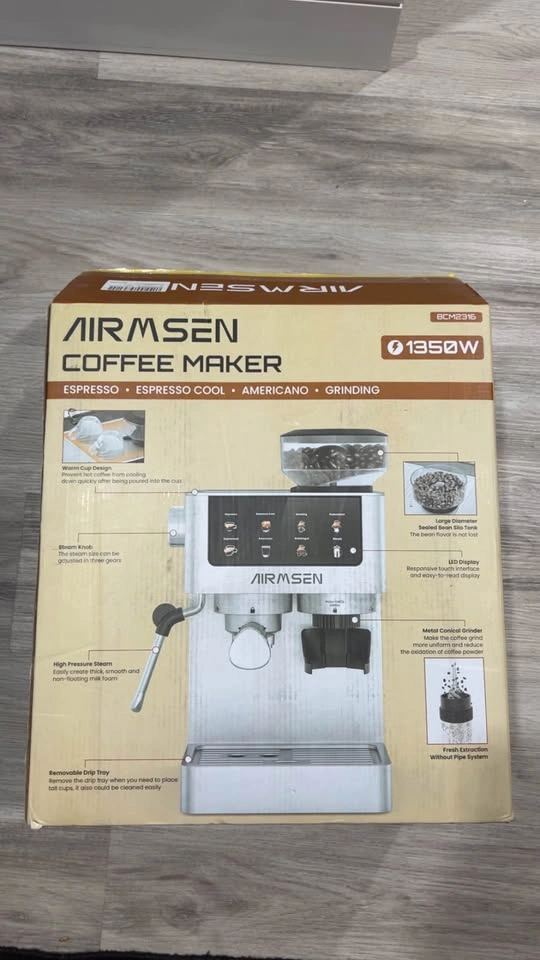 AIRMSEN Espresso Coffee Maker with Built-In Grinder – Like New - photo 2