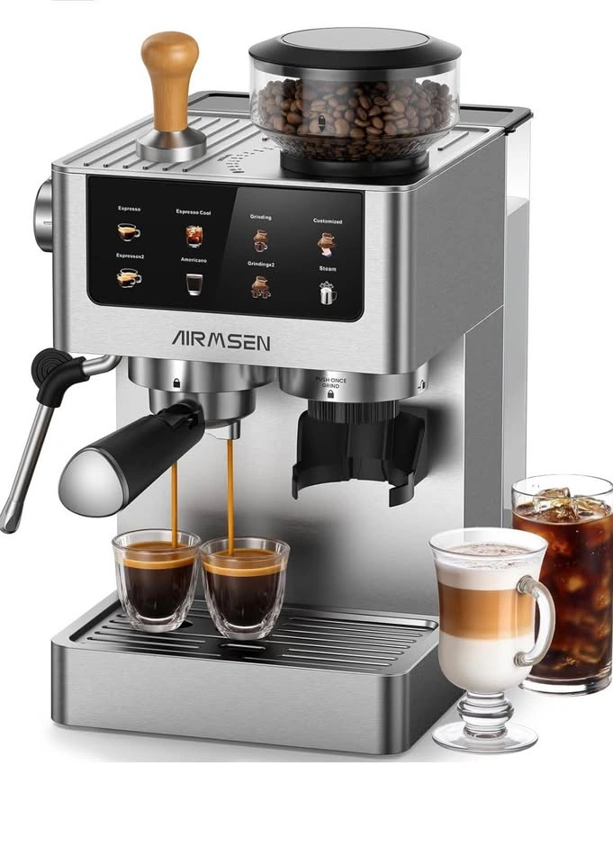 AIRMSEN Espresso Coffee Maker with Built-In Grinder – Like New - photo 3