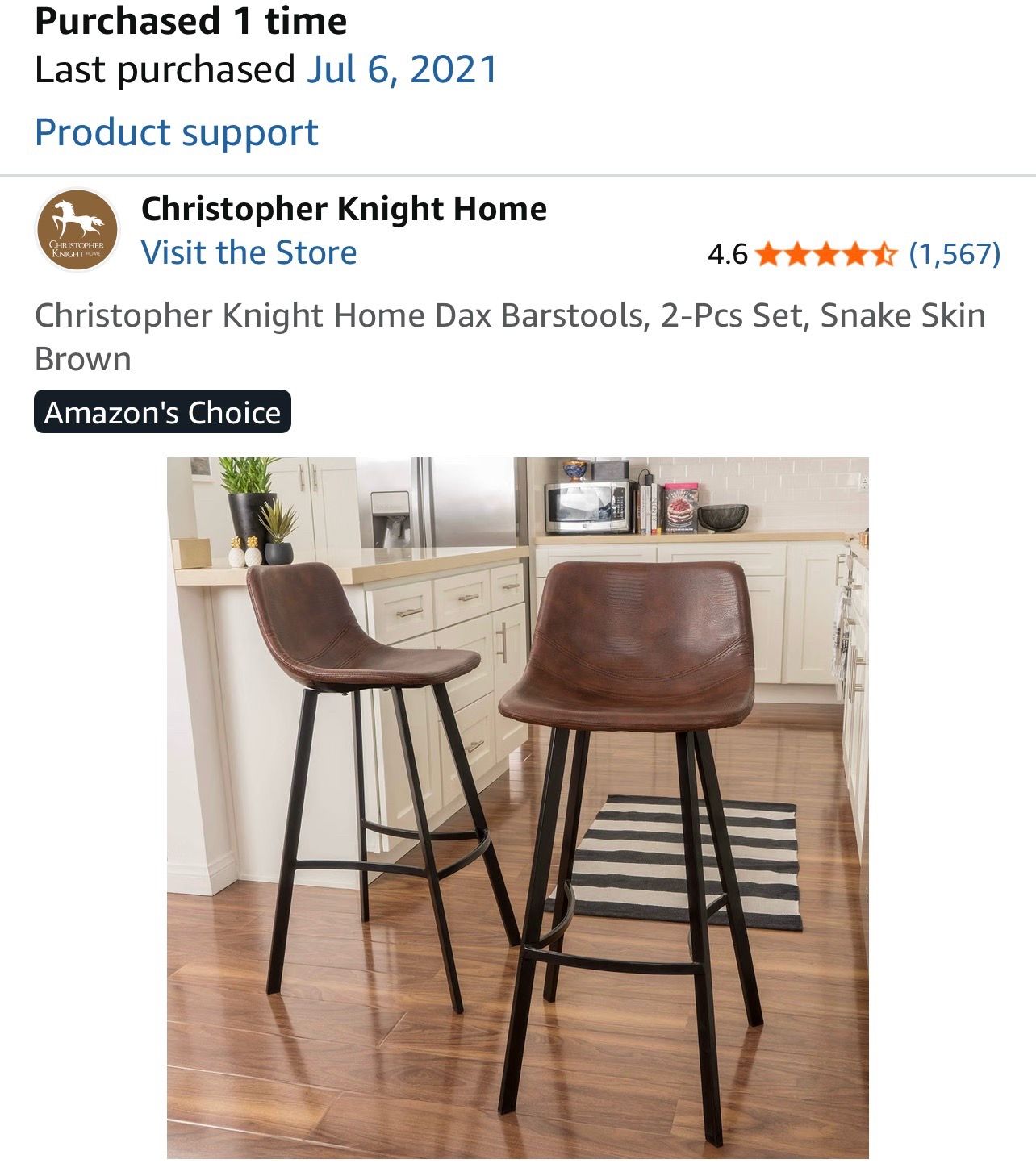 Christopher Knight Home Dax Bar Stools (Set of 2) – Snake Skin B - photo 2