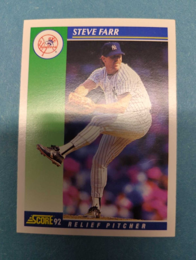 1992 Score Steve Farr New York Yankees Baseball Card ⚽