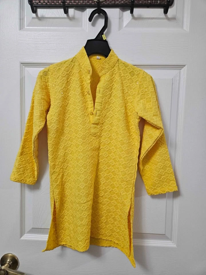 Kids Kurta Shirts - Blue Pattern & Yellow (Set of 2)⚽ - photo 2