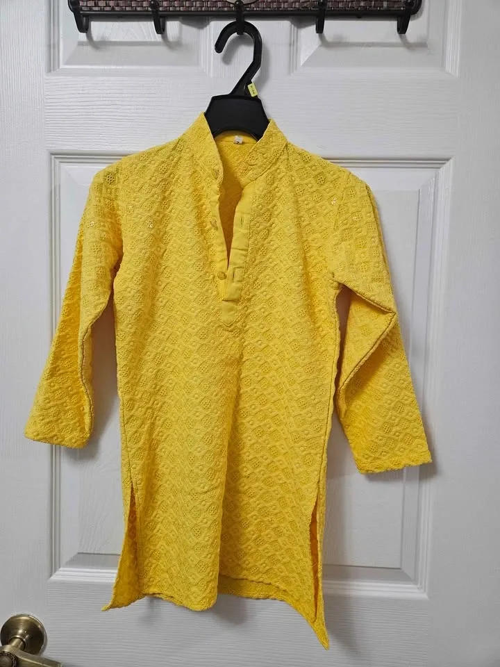 Kids Kurta Shirts - Blue Pattern & Yellow (Set of 2)⚽ - photo 2