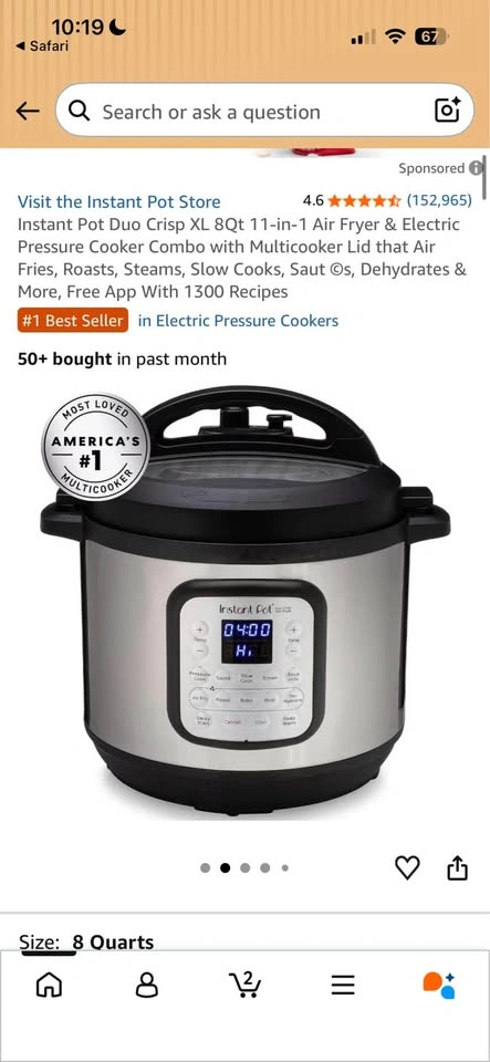 Instant Pot Duo Crisp XL 8Qt, Air Fryer + Pressure Cooker - photo 4