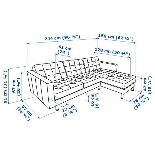 IKEA MORABO Brown Leather Sectional Sofa with Chaise - photo 2