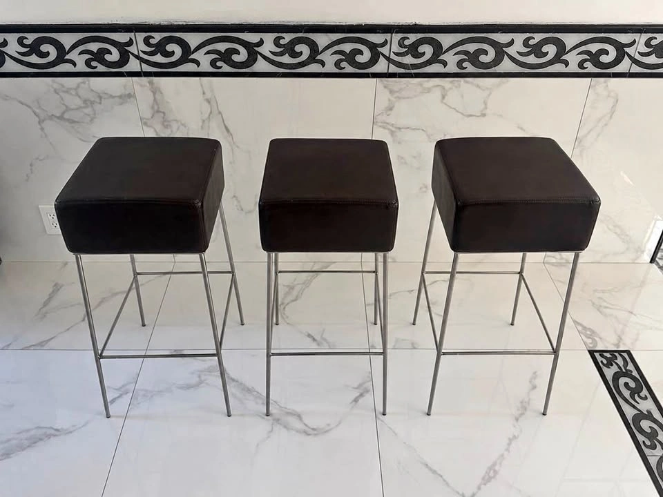 Italian Made Bar Stools (Set of 3) – Modern Stainless Steel Desi
