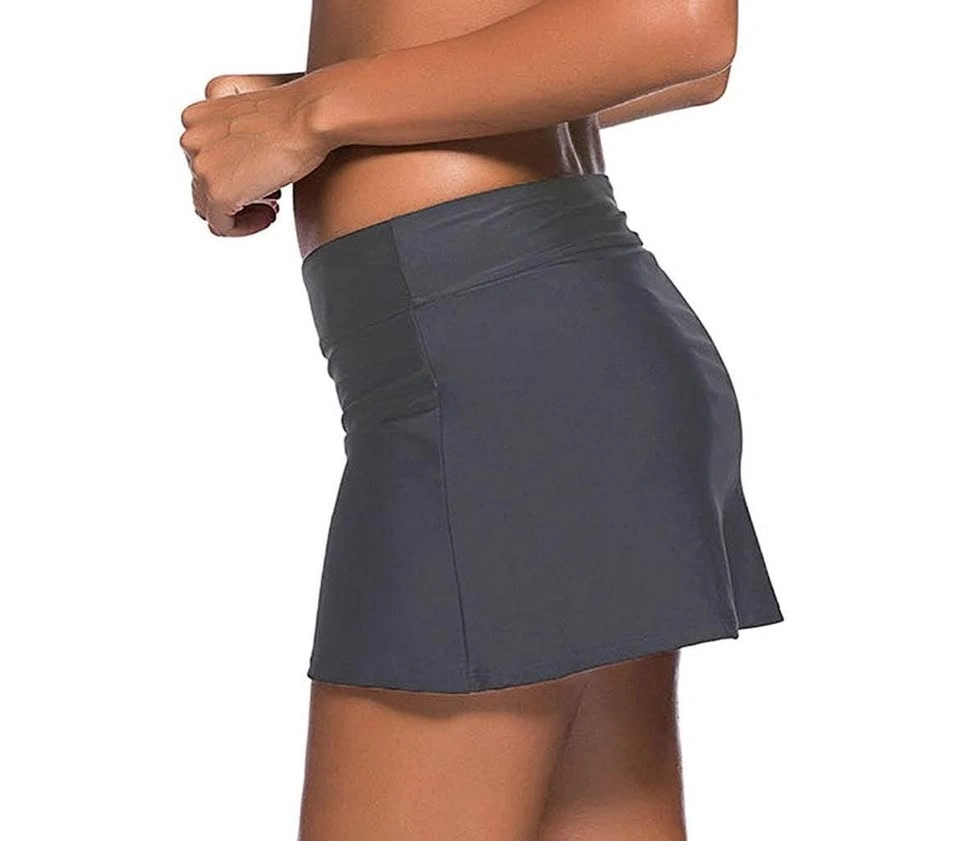 Womens Swim Skirt Solid Color Waistband Skort - Medium ⚽️