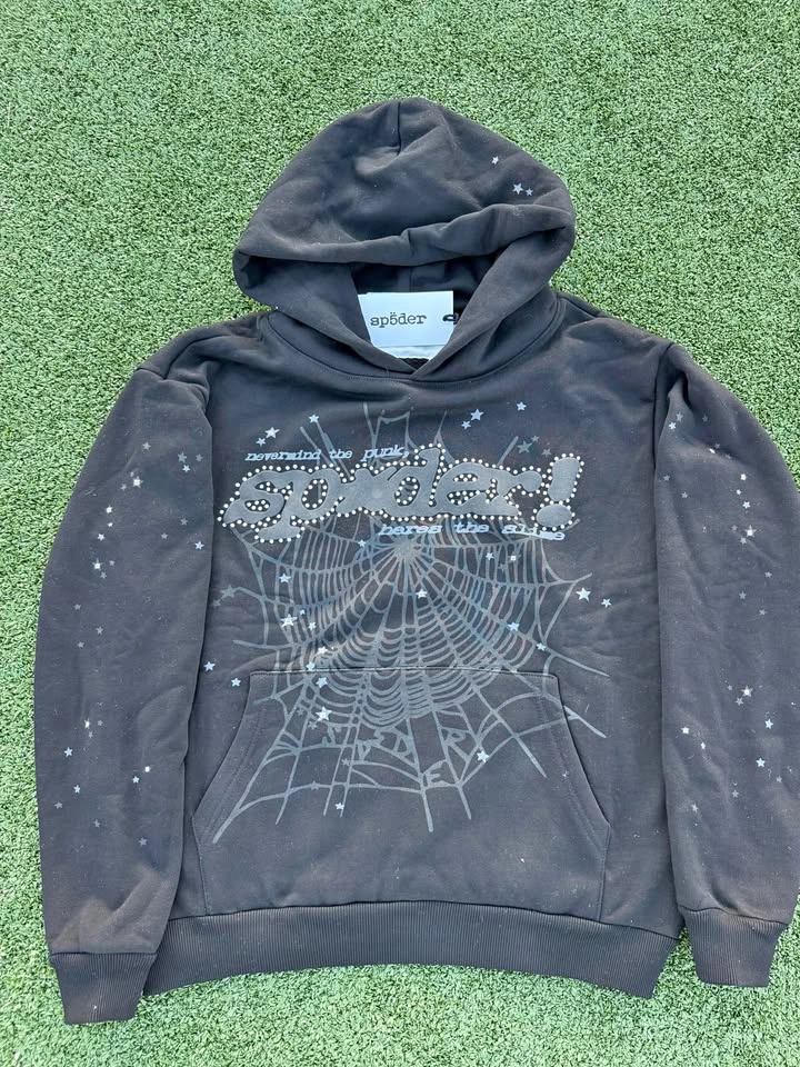 Sp5der Black Rhinestone V2 Size S Hoodie
