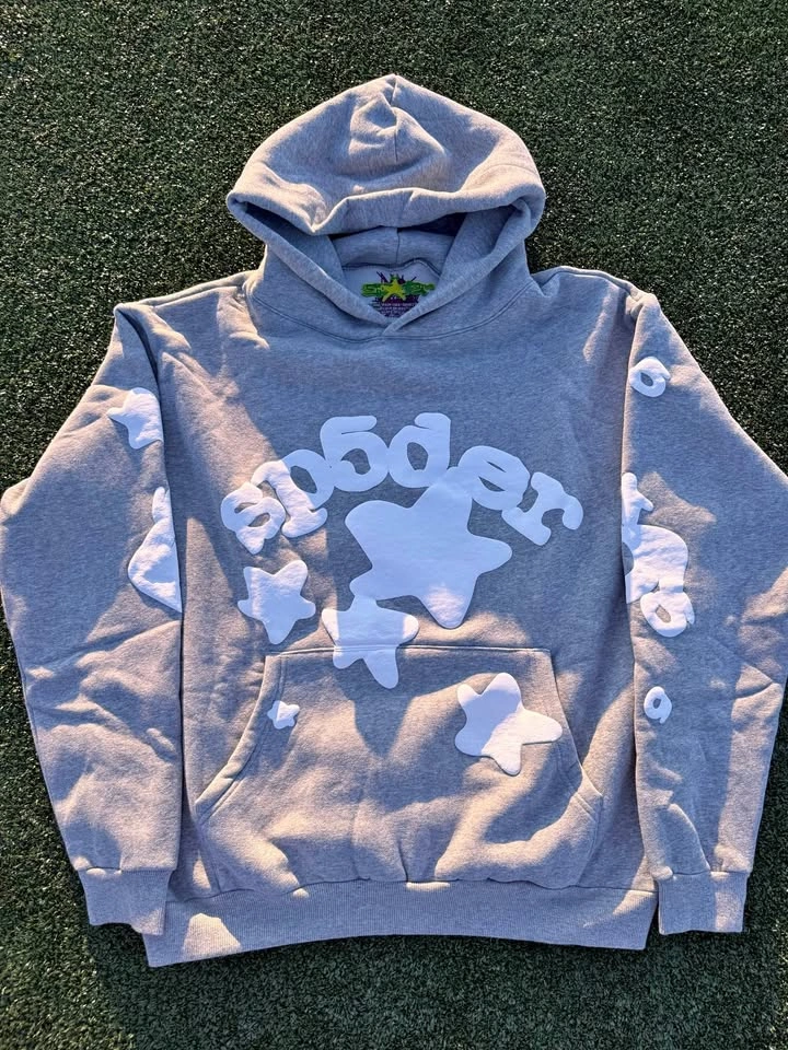 Sp5der Gray Beluga Hoodie Size Large
