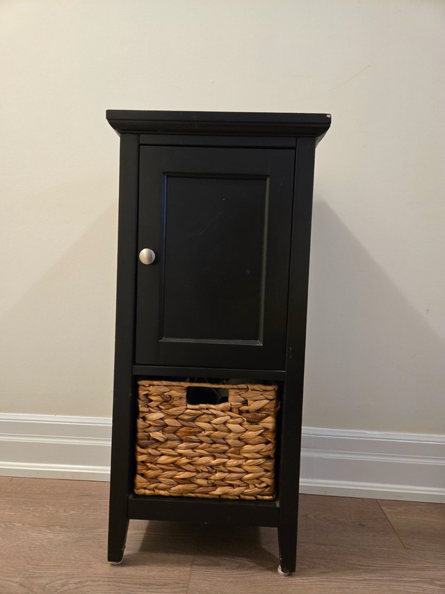 Moving sale-Small Storage Cabinet with Wicker Basket