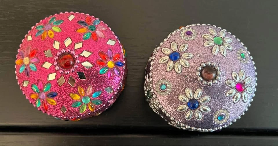 Mirror Beaded Decorative Trinket Box - 2.25” ⚽️ - photo 2