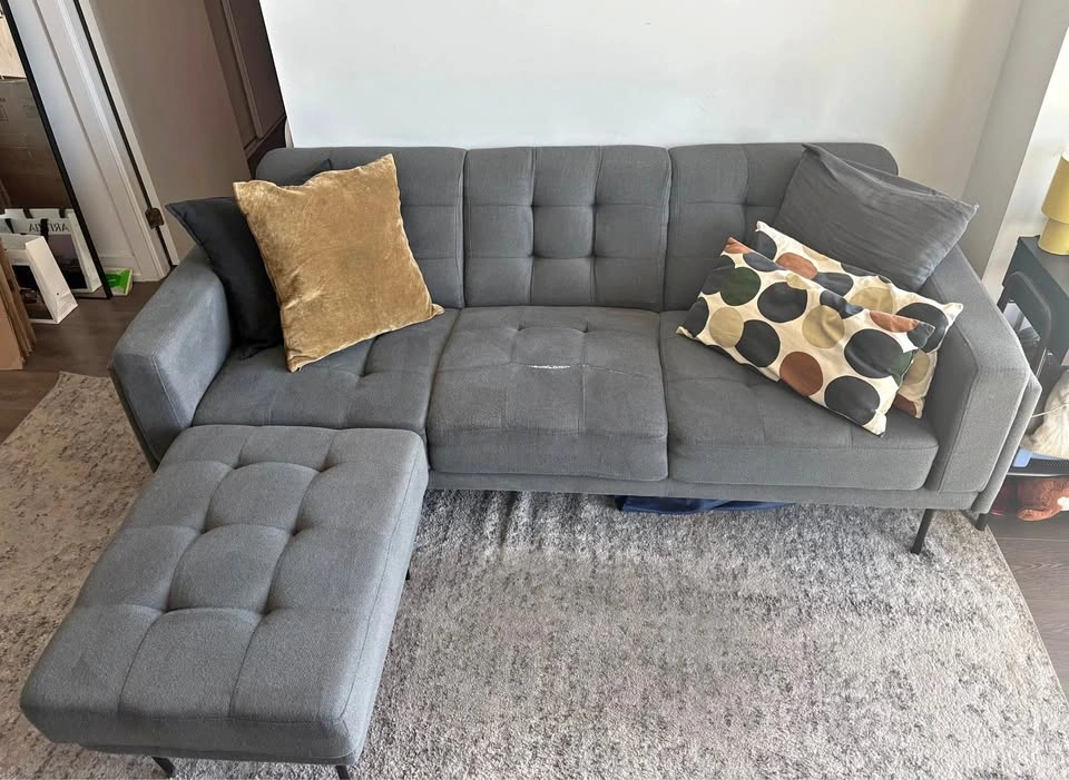 Grey 3 Seater Couch Ottoman - PICK UP Only