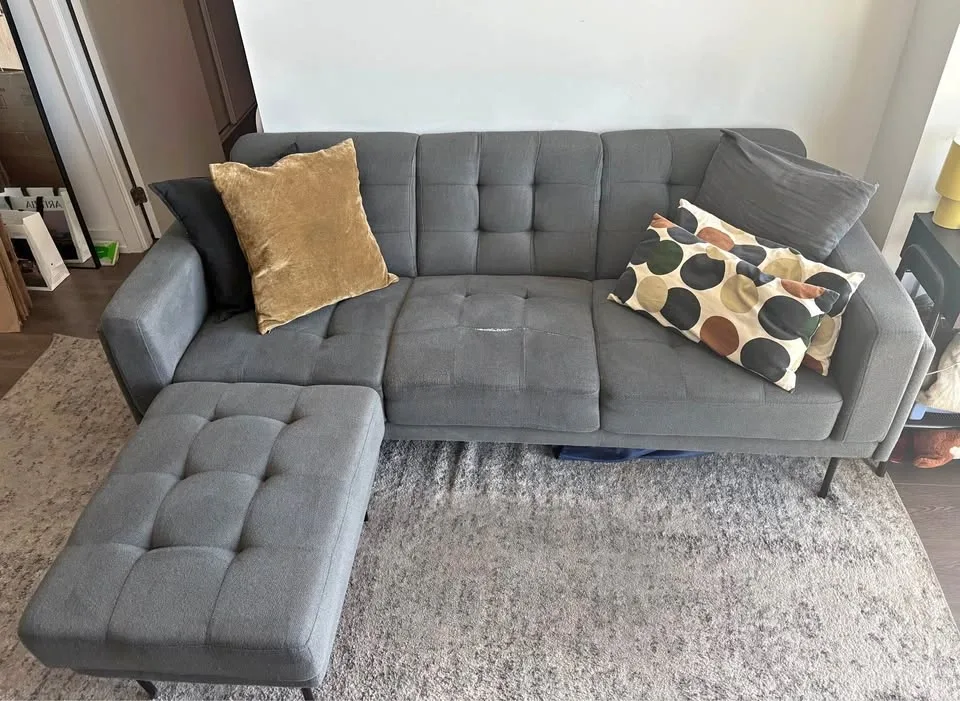 Grey 3 Seater Couch Ottoman - PICK UP Only