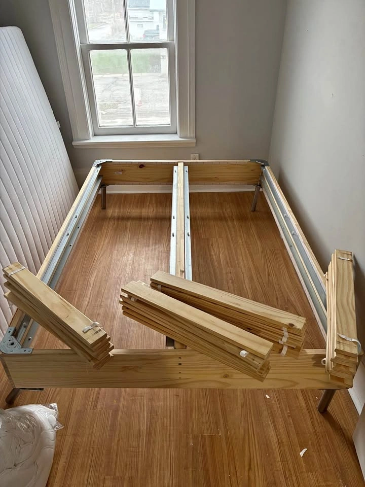 IKEA Full Size Foam Mattress, Bed Frame, and Slatted Base