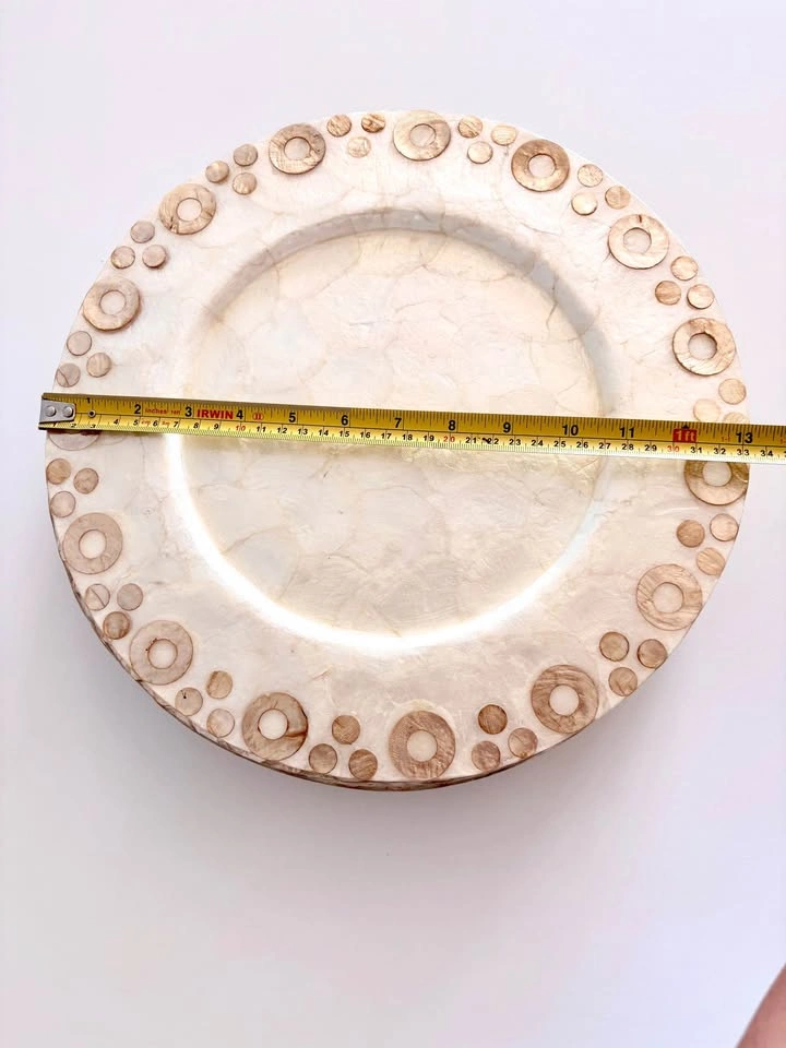 Set of 6 Capiz Shell Charger Plates with Bamboo Inlay - photo 3
