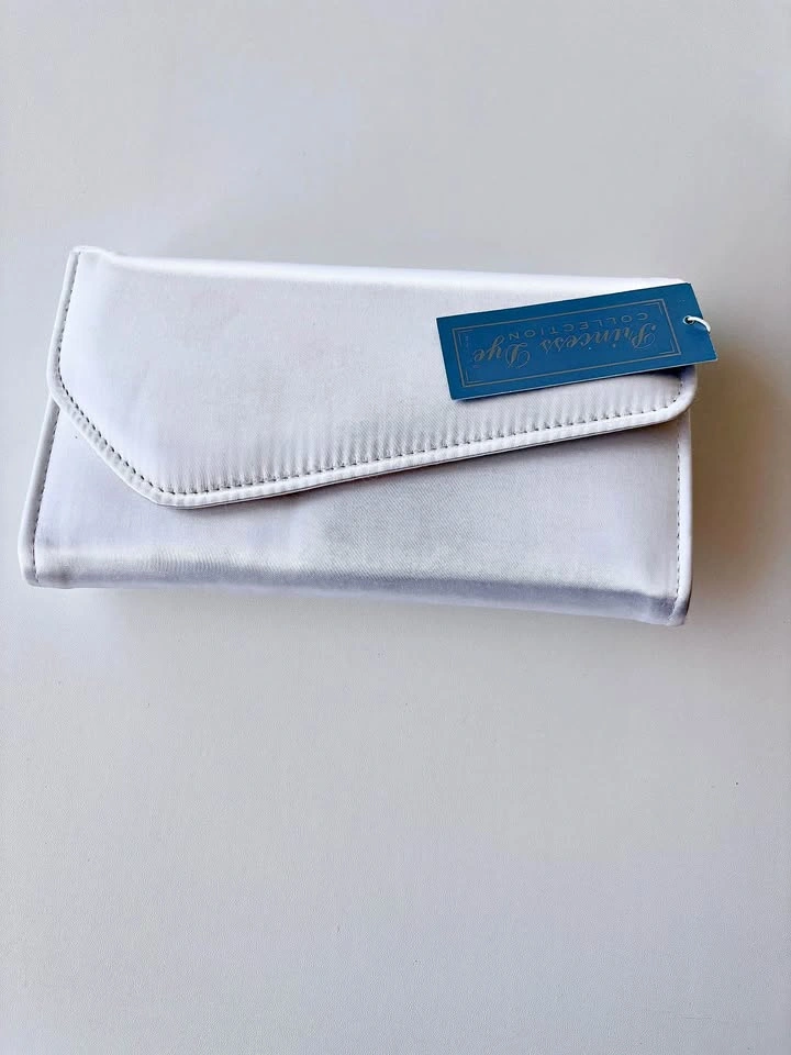 White Satin Clutch Bag