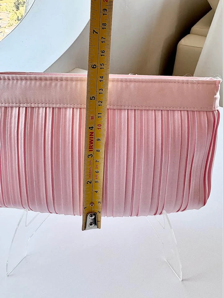 Pink Pleated Satin Clutch Bag - photo 2