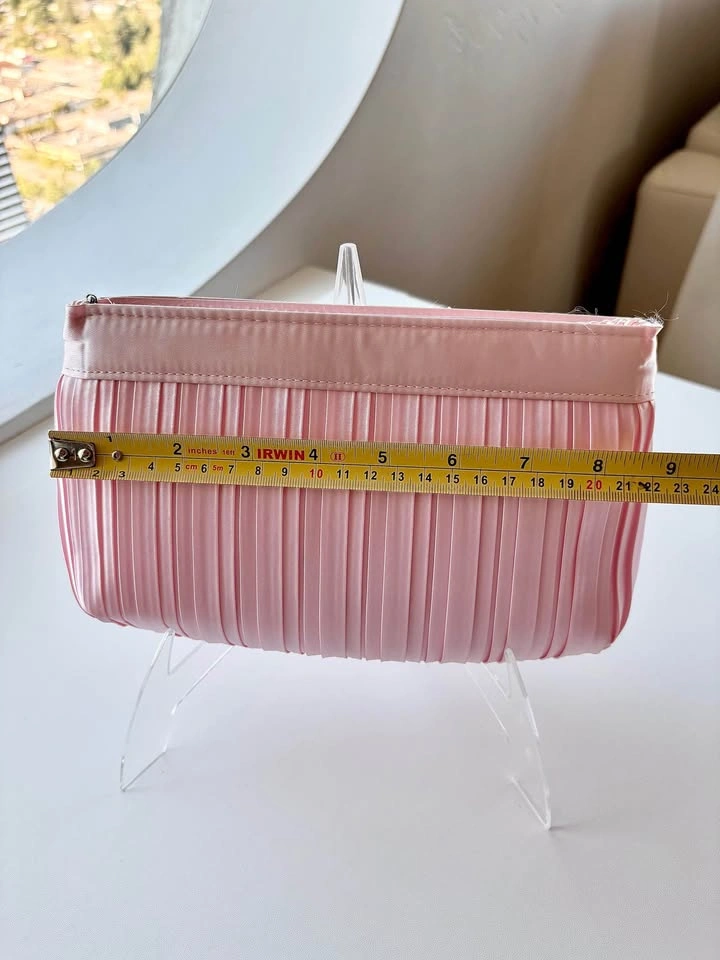 Pink Pleated Satin Clutch Bag - photo 3